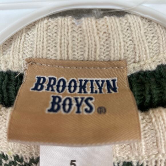 Brooklyn Boys Kids Fair Isle Sweater Hat Set Cream Red Truck Nordic Holiday NWT - Picture 4 of 6